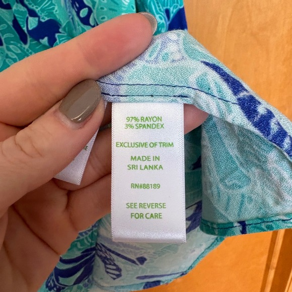 Lilly Pulitzer Tunic Dress Blue Green Floral Embroidery Zipper Women's Size 6 - Picture 6 of 9